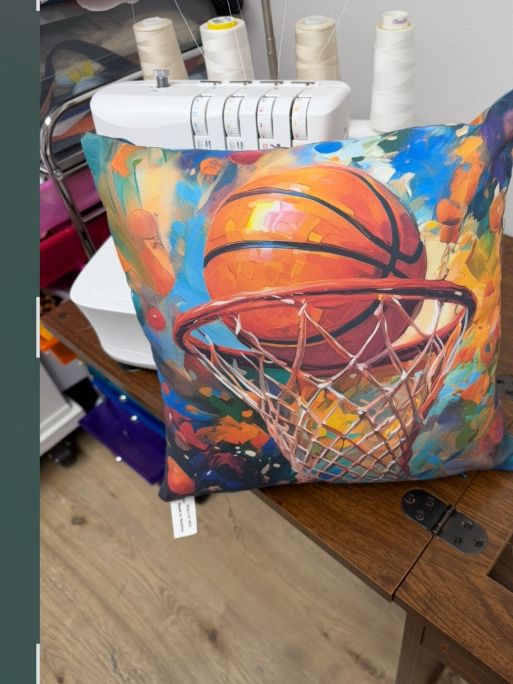 Colorful Basketball Hoop Decorative Throw Pillow - Vibrant Orange